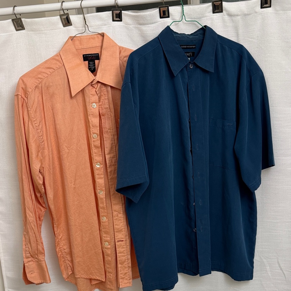 2 shirts Men's Blue and Orange Shirt Set